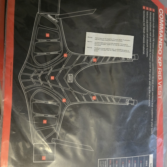 Shift Commando XP Rib Vest Red & Black Adult Medium - Picture 4 of 8